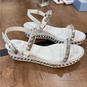 Christian Louboutin White and Silver Sandals